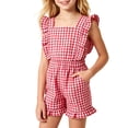 thumbnail image 2 of Jumpsuit for Girls Size 11-12Y Kids Sleeveless Square Neck Gingham Ruffle Jumpsuit with Pockets Summer Outfit Baby Girl Romper, 2 of 4