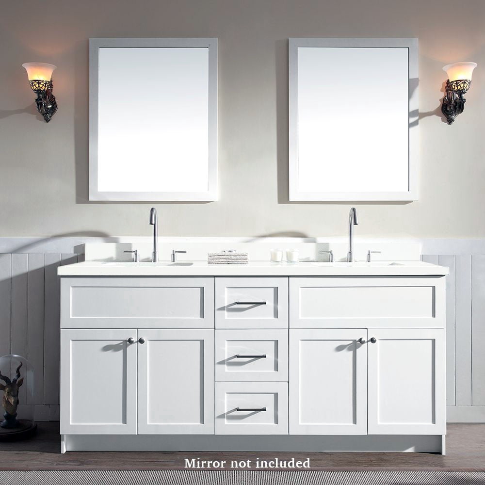 ARIEL Hamlet 73 in. Bath Vanity in Black with Quartz Vanity Top in White with White Basins