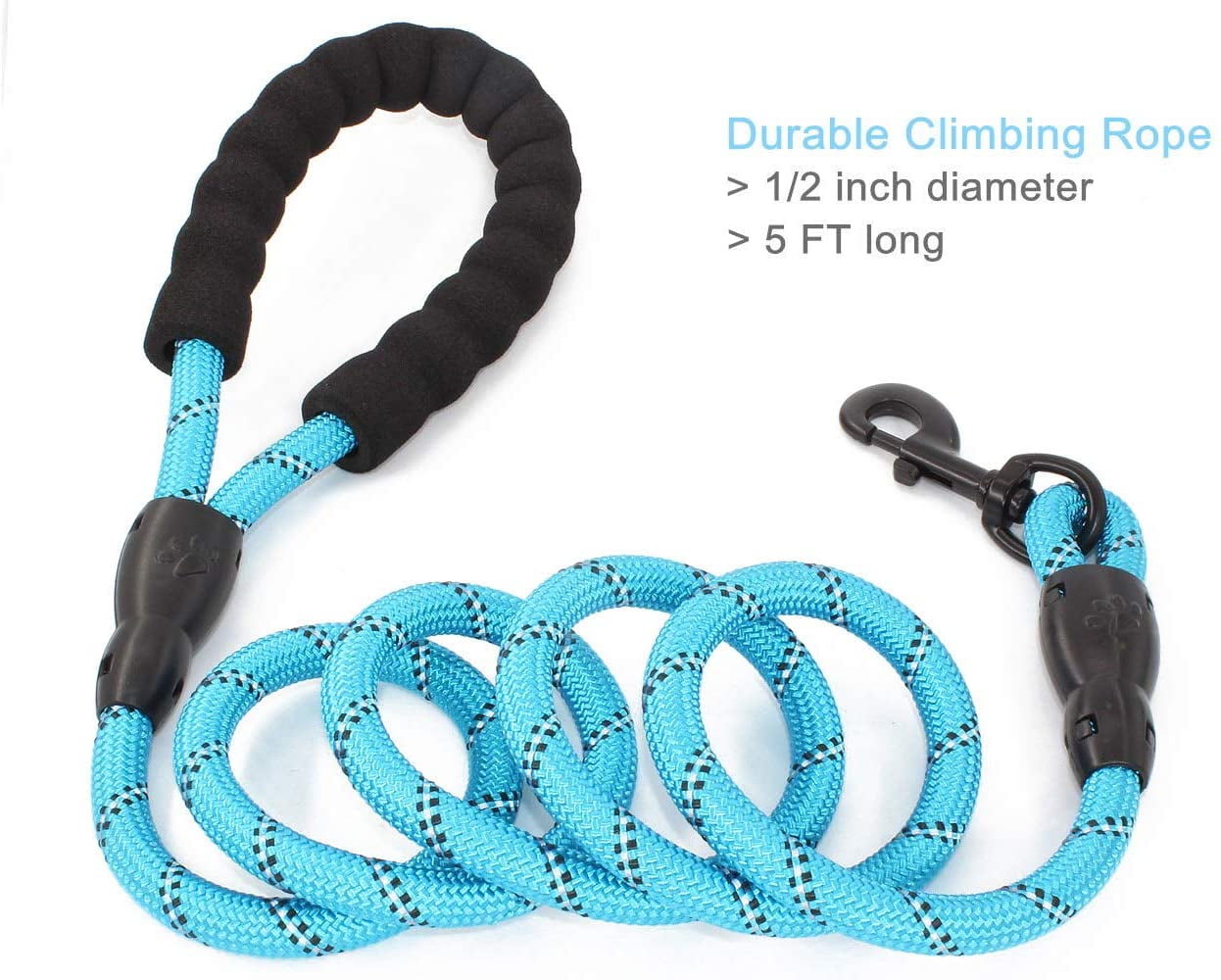 Matching Collar Set Available Blue Grey 5ft Heavy Duty Dog Leash ZAizi SAM Durable Dog Training Leash with Soft Neoprene Padded Handle 5ft x 1 Width Strong Dog Lead for Daily 