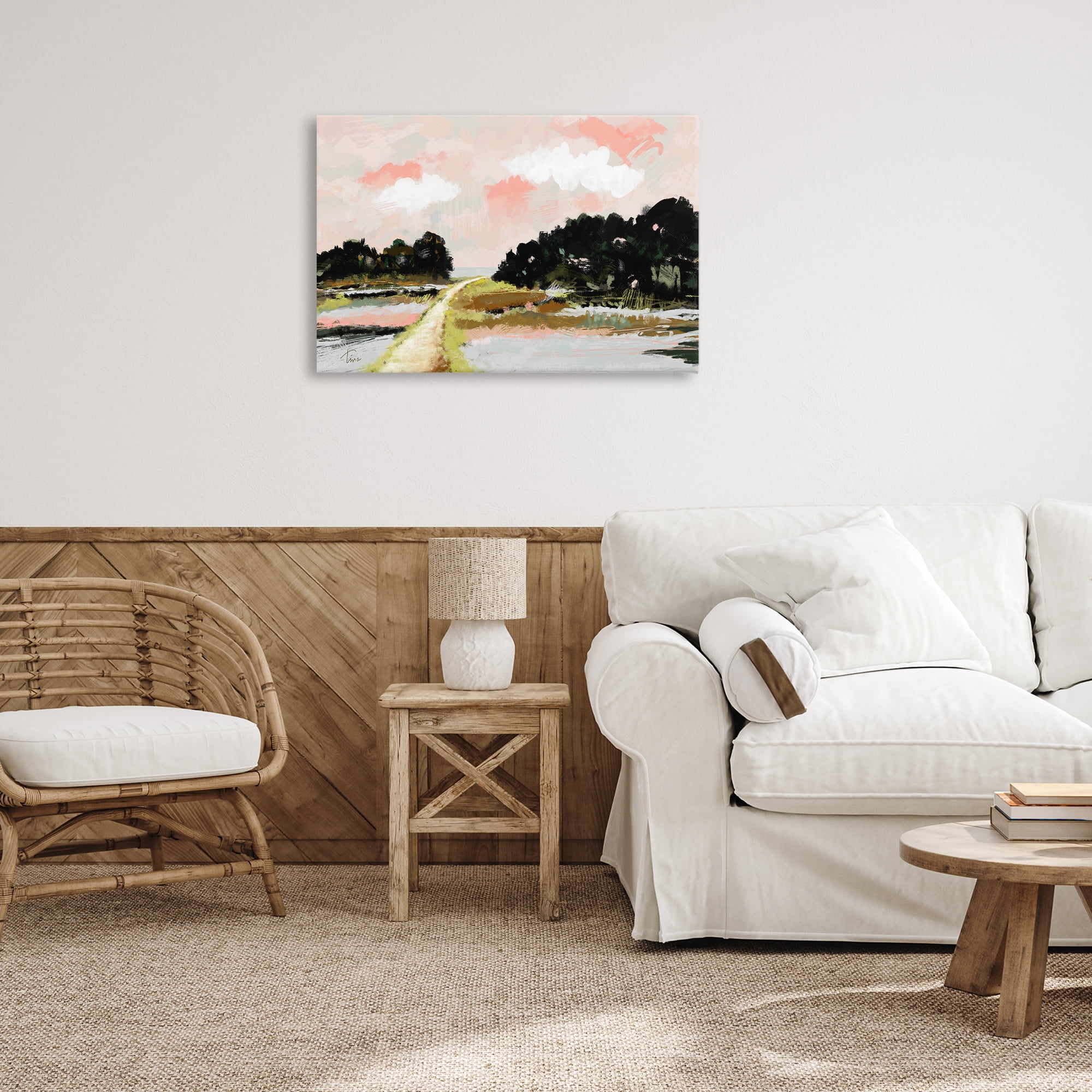 Stupell Industries Nature with Blush Sunrise Landscape & Nature Painting Wrapped Canvas Art Print Wall Art, 30 x 20