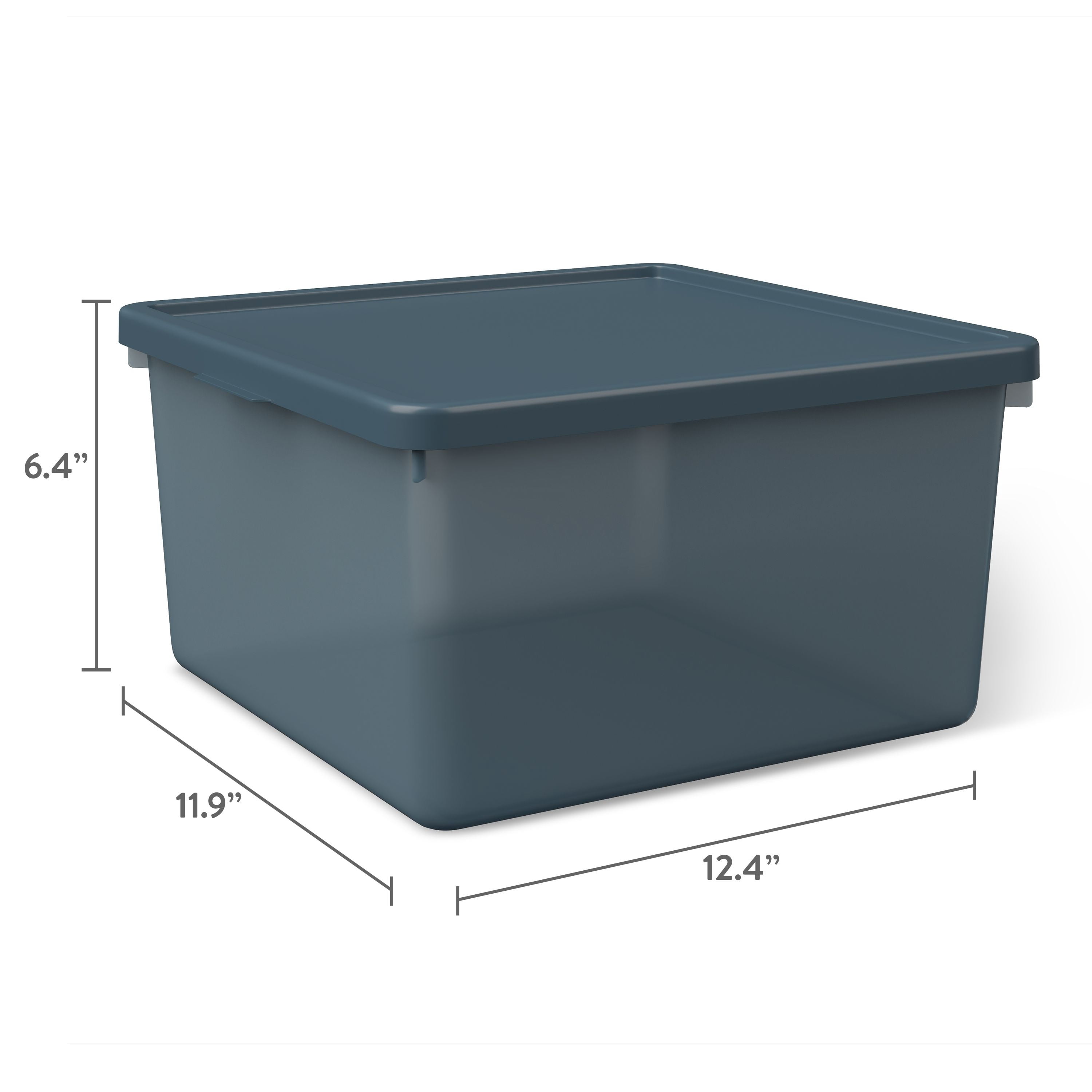 Mainstays Kids Blue Medium Plastic Storage Bin with Lid, 4 Pack