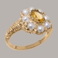thumbnail image 2 of LBG British Made Classic Solid 10k Rose Gold Natural Citrine & Cultured Pearl Womens Anniversary Ring - 33 size options - Size 5.25, 2 of 8