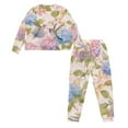 thumbnail image 3 of DISNIMO Hummingbird Flower Print Lounge Sets for Women Long Sleeve Sleepwear Pullover Top Long Pants Pajama Set Crew Neck Nightwear Casual Fashion Pajama Outfits 2 Piece Pjs Sets, M, 3 of 7