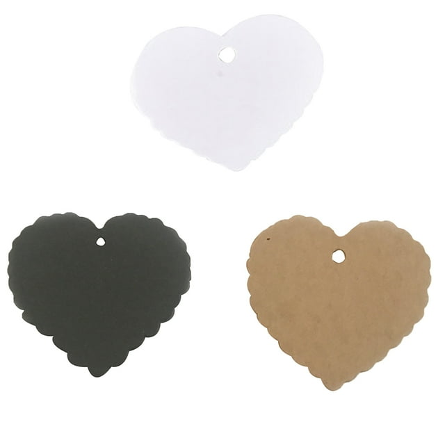 ziyahihome 100pcs Solid Color Label Kraft Paper Blank Hang Tags Heart Shape Wedding Party Favor Notes Gift Card