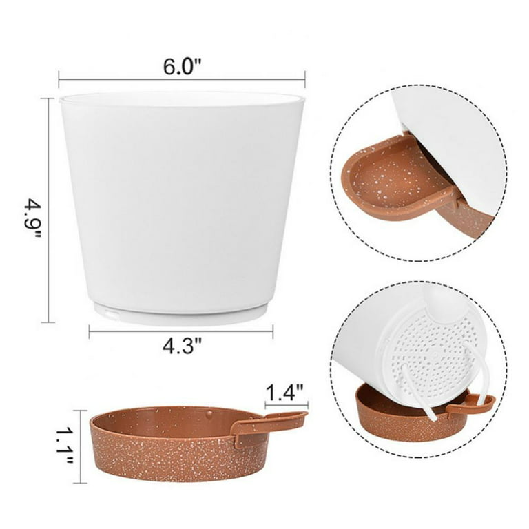 Buy Wholesale China Flower Pots, 5 Pack 6 Inch Plastic Plant Pots With  Drainage Holes And Saucers, Modern Simple & Flower Pots at USD 3