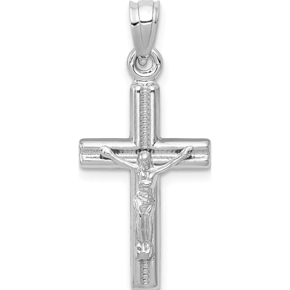 14K White Gold Hollow Crucifix Pendant (30 X 14) Made In Indonesia d3226