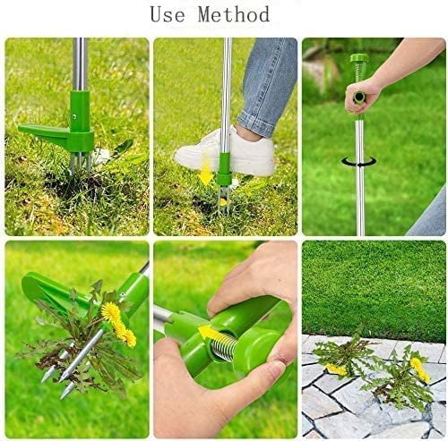 LNGOOR Stand Up Weed Puller, Root Removal Tool with 3 Stainless Steel Claws, 39 inch Long Handle Garden Hand Weeding Tool, Manual Remover Weed Extractor for Backyard, Lawn, Patio