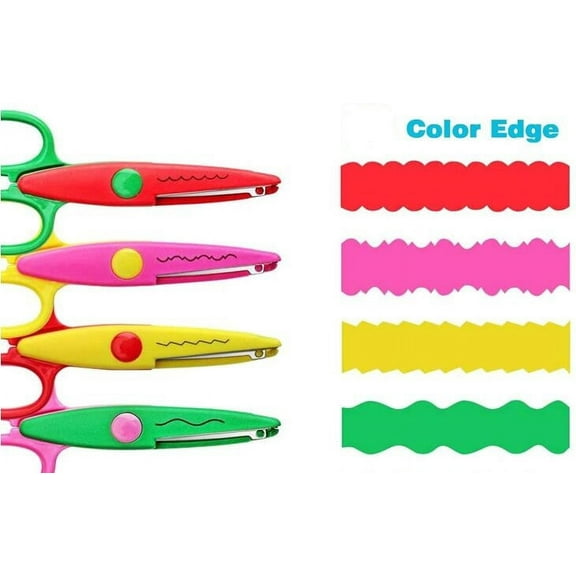 Artrylin Colorful Decorative Safety Scissors with Glitter Paper, 5", Multicolor, 4 Count