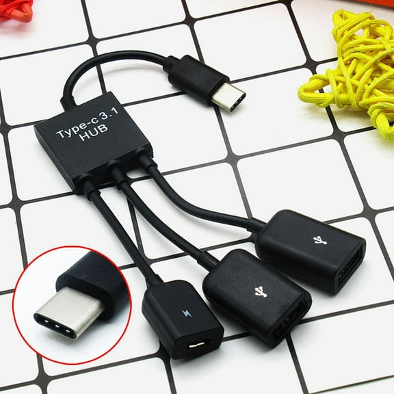 Naierhg USB Hub Adapter High Durability Transfer Data ABS Phone OTG Host Cable Cord Adaptor Connector Office Supplies