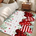 thumbnail image 5 of Valentine's Day Washable Area Rug 2.7 x 5 ft Red Heart Green Eucalyptus Roses Petals Plaid, Soft Non Slip Rugs Stain Repellent Indoor Felt Carpet for Living Dining Room Bedroom Home Office, 5 of 9
