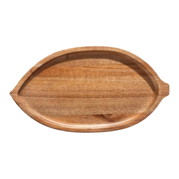 Bandeja de madera para servir, plato para servir comida, plato de madera para cupcakes, desayuno hojas pequeñas
