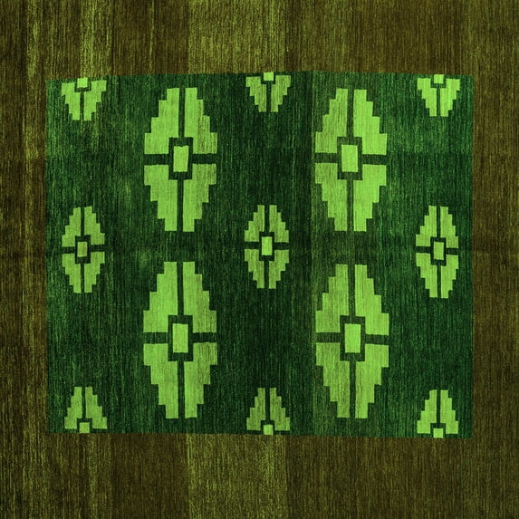 Ahgly Company Indoor Square Abstract Green Modern Area Rugs, 6' Square