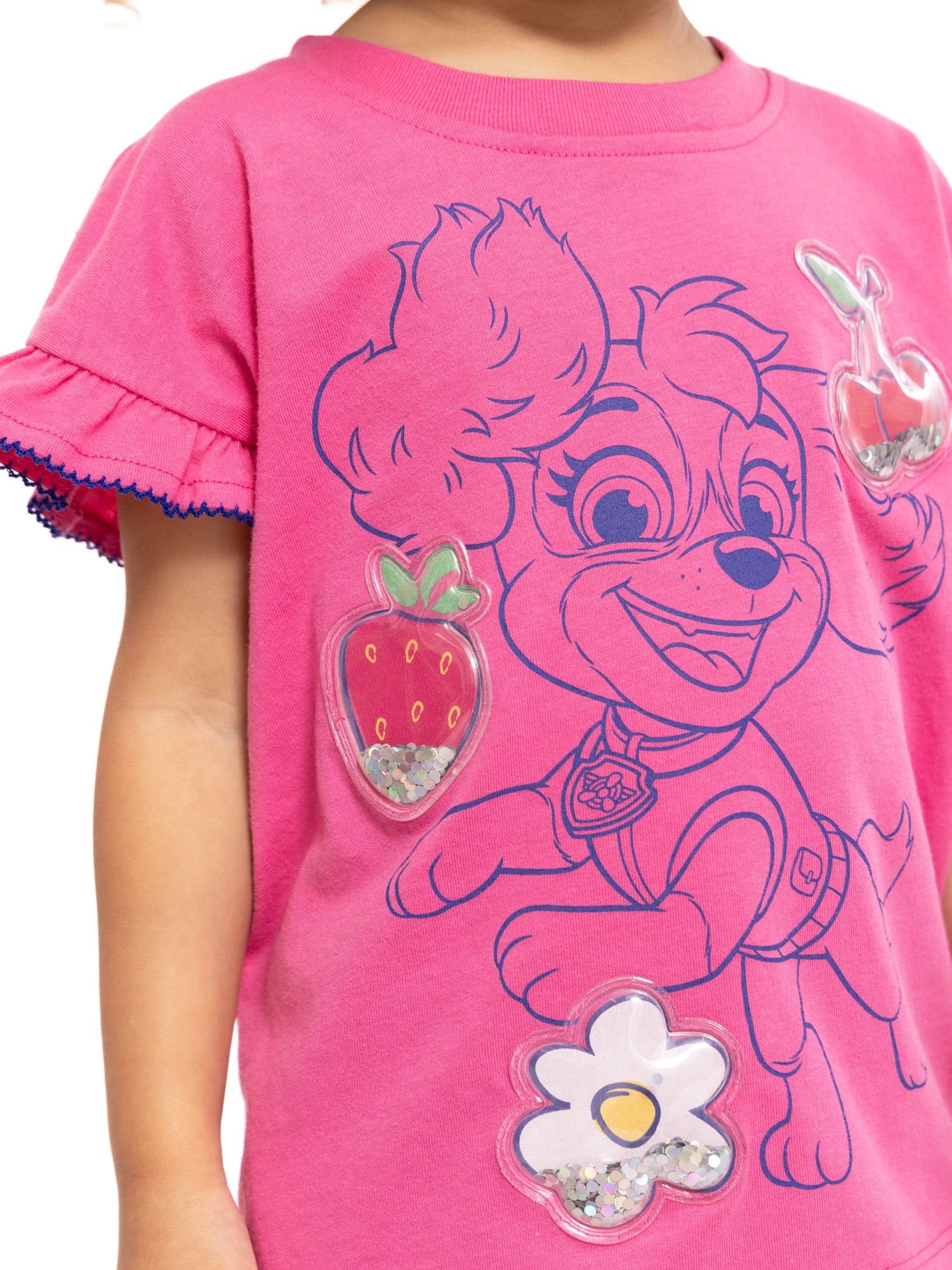 Paw Patrol Toddler Girls Ruffle Graphic Tee with Short Sleeves, Sizes 12M-5T