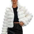 thumbnail image 5 of Winter Women Jacket Thick Faux Fur Solid Color Turn-down Collar Long Sleeves Heat Retention Outdoor Daily Wear Warm Coat, 5 of 8