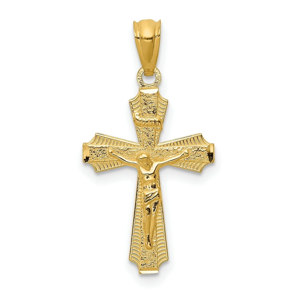 IceCarats - 14k Yellow Gold Small Passion Crucifix Cross Religious ...