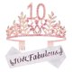 thumbnail image 1 of Cinta para el pelo con banda y corona para el décimo cumpleaños rosa, regalos del décimo cumpleaños para fiesta de mujeres, corona de 12x6,8 cm, correa para el hombro de 9,5x160cm, 1 of 5