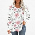 thumbnail image 2 of hxobax Womens Fall Long Sleeve Tops Classic Floral Pullover Tunic Crewneck Pleated T Shirts Blouses, 2 of 5