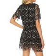 thumbnail image 5 of Women's Black Tassel Sequin Short Sleeve Party Dress - Elegant, Loose Fit, Sexy, Round Neck, Sequins Embellishment - S-XL Sizes, 5 of 5