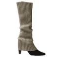 thumbnail image 2 of Helii Light Gray Coral Velvet Knitted Leg Warmers, Elastic Winter Foot Warmers for Women, Ultra Soft Plush Design for Yoga Dance Daily Wear, 2 of 4