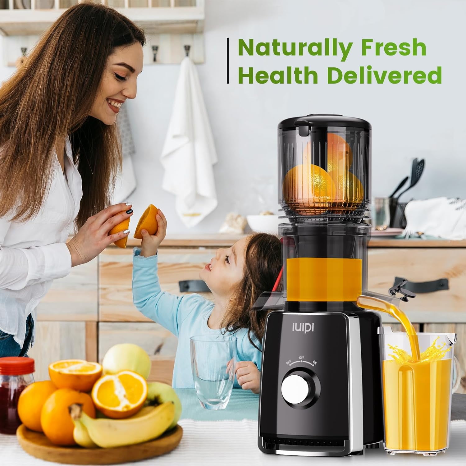 Cold Press Juicer Machines, 5.3" Large Feed Chute Slow Masticating Juicer, 99%  Yield, Ultra Quiet, Easy Clean,  – Ideal -Feeding Juicer for Whole Fruits & Vegetables (Black)