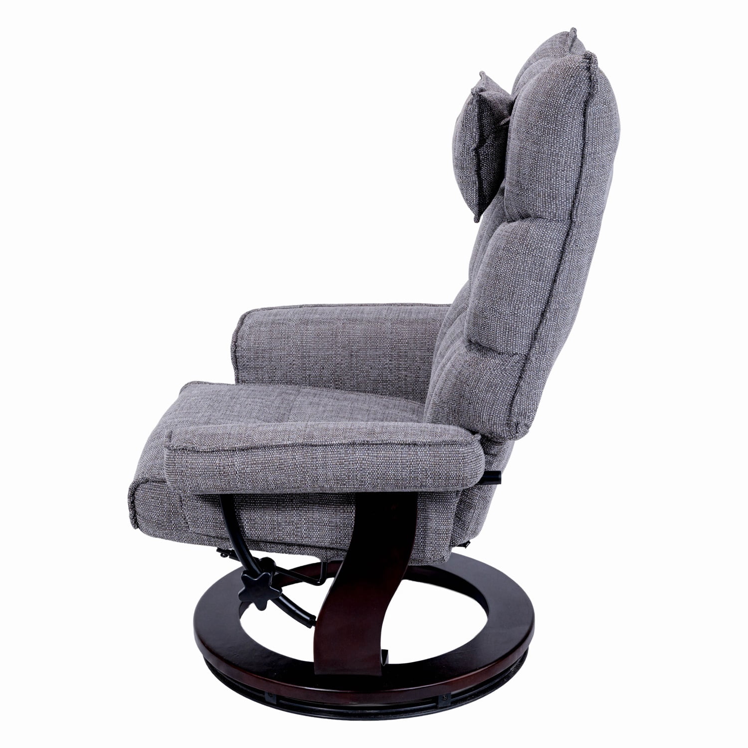 Hommoo 8-Point Massage Recliner with Ottoman, Heated Chenille Fabric Reclining Chair, Bent Wood Base, Indoor Lounge TV Armchair with Footrest, Grey