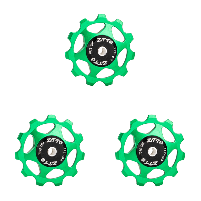 Desviador trasero 11T rueda jockey de bicicleta 4mm 5mm 6mm polea de rodamiento verde
