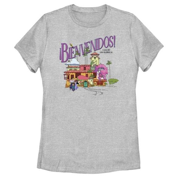 Women's Encanto Mirabel Bienvenidos Case De Los Madrigal Graphic Tee Athletic Heather 2X Large