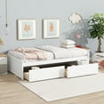 thumbnail image 3 of Bed Frame Twin Size Bed with 2 Drawers, Solid Rubber Wood Bed,White,Platform Bed Frame, 3 of 13