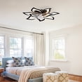 thumbnail image 5 of Modern Ceiling Fan with Lights Remote Control, 10 PCS Blades ,32" Black Ceiling Fan with Light, 6 Speeds 3 Light Color Low Profile Flush Mount Ceiling Fan for Kitchen Bedroom, 5 of 14