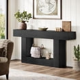 thumbnail image 1 of Tribesigns 63" Wood Console Table with U-Shaped Base, 2-Tier Narrow Entryway Table, Hallway, Foyer, Black, 1 of 7