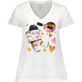 thumbnail image 3 of Inktastic Astronaut Valentine Outer Space Hearts Women's Plus Size V-Neck T-Shirt, 3 of 5