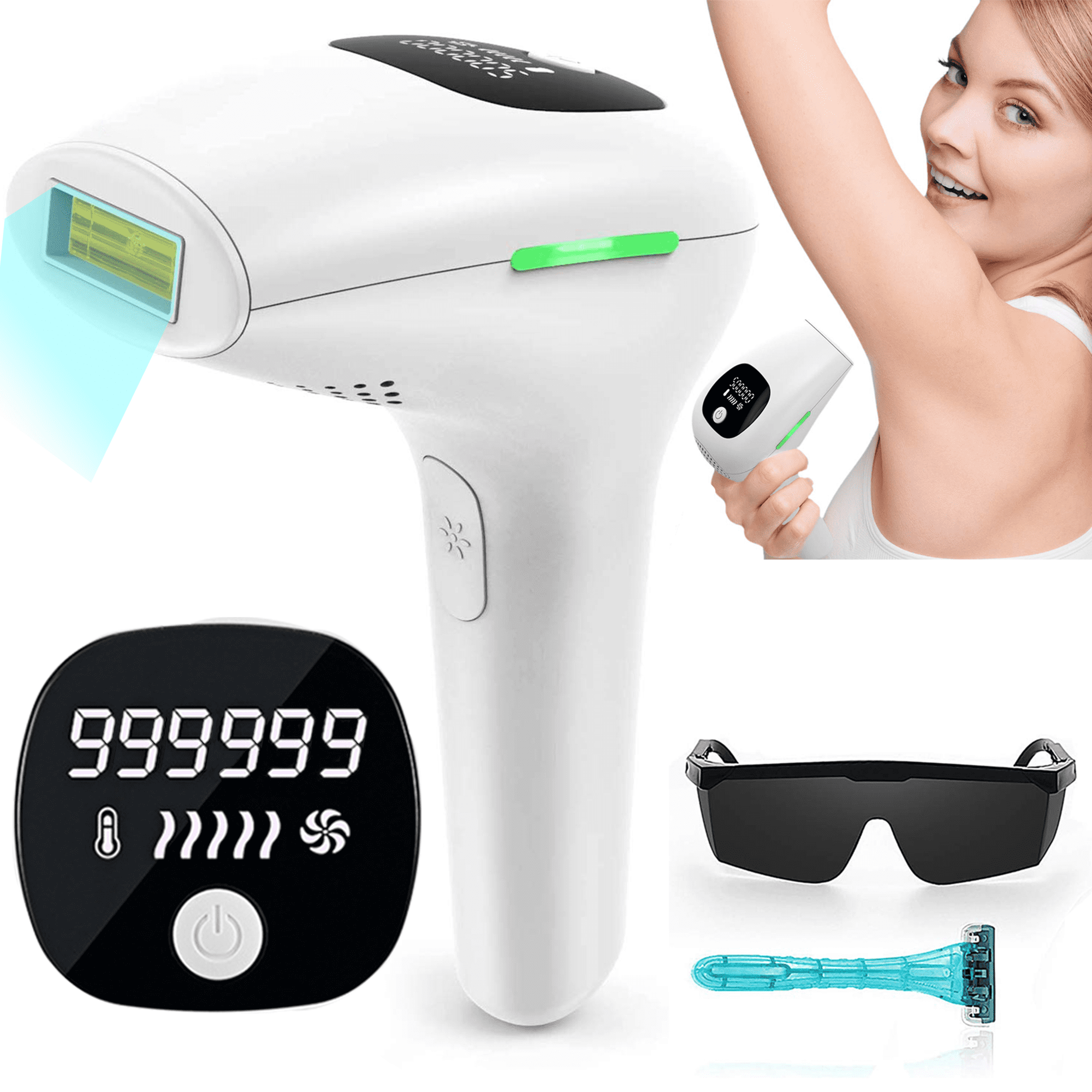 DARZU Laser Hair Removal Device, 999,999 Flashes, Facial and Body