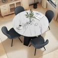 thumbnail image 4 of Hawsaiy Extendable Round to Oval Dining Table Set for 4–6, Space-Saving Wooden Table with Hidden Storage, Expandable Dining Table with Upholstered Chairs(White Table+4 Dark Gray Chairs), 4 of 9