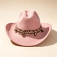 thumbnail image 5 of XIAOCHA Women's Solid Wide Brim Cowboy Hat Rodeo Cattleman Wide Brim Western Hat Farm Western Cowgirl Hat,Pink, 5 of 5