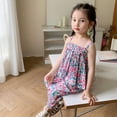 thumbnail image 4 of Uccdo 2Pcs Toddler Little Girls Loose Cami Pants Outfits Summer Floral Strap Crop Top Long Pants 3-8T, 4 of 6