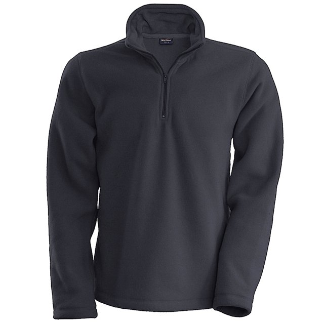 Kariban - Top forro polar cremallera 1/4 Modelo Enzo hombre caballero (Gris militar)
