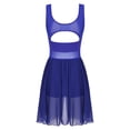 thumbnail image 4 of Sxiwei Women's Modern Lyrical Dance Costume Chiffon Ballet Leotard Dress Flowy Tulle Gymnastic Royal Blue L, 4 of 7