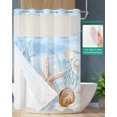 thumbnail image 2 of No Hook Shower Curtains with Snap in Liner, Blue Starfish Coastal Waterproof Fabric Shower Curtain, Summer Beach Ocean Coral Shell Double Layers & See-Through Top Window Bathroom Curtains 48''x72'', 2 of 6