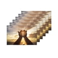 thumbnail image 4 of MKHERT Human Hands with Cross Easter Christian Bless Placemats Table Mats for Dining Room Kitchen Table Decoration 12x18 inch,Set of 6, 4 of 4