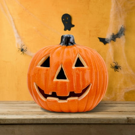 Kumdkd Halloween LED Pumpkin Lantern - Flameless Jack-o-Lantern Decor for Indoor/Outdoor Party, Battery Operated Safe Light with Glowing Effect