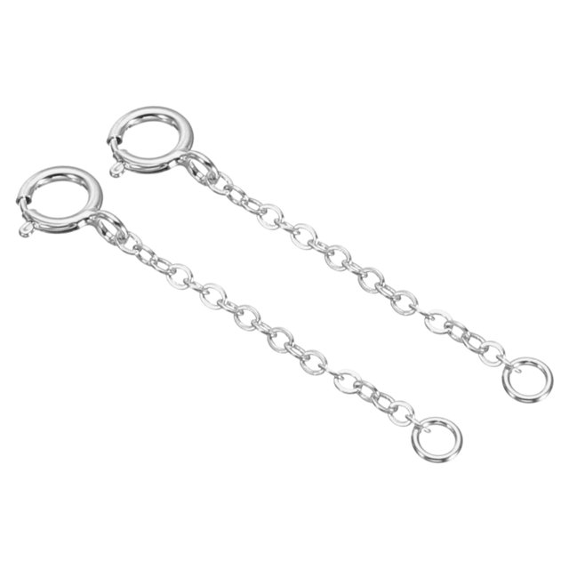 Unique Bargains 1 Inch S925 Silver Necklace Extender Gold Plated Chain Extenders Extension, Platinum 2 Pack