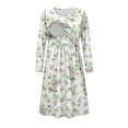 thumbnail image 4 of SCRAWLGOD Floral Women Breastfeeding Dress for Women Long Sleeve Maternity Nursing Dress Size L Crew Neck Pregnancy Dress for Women Work Elastic Knee Length Swing Dress for Women, 4 of 7