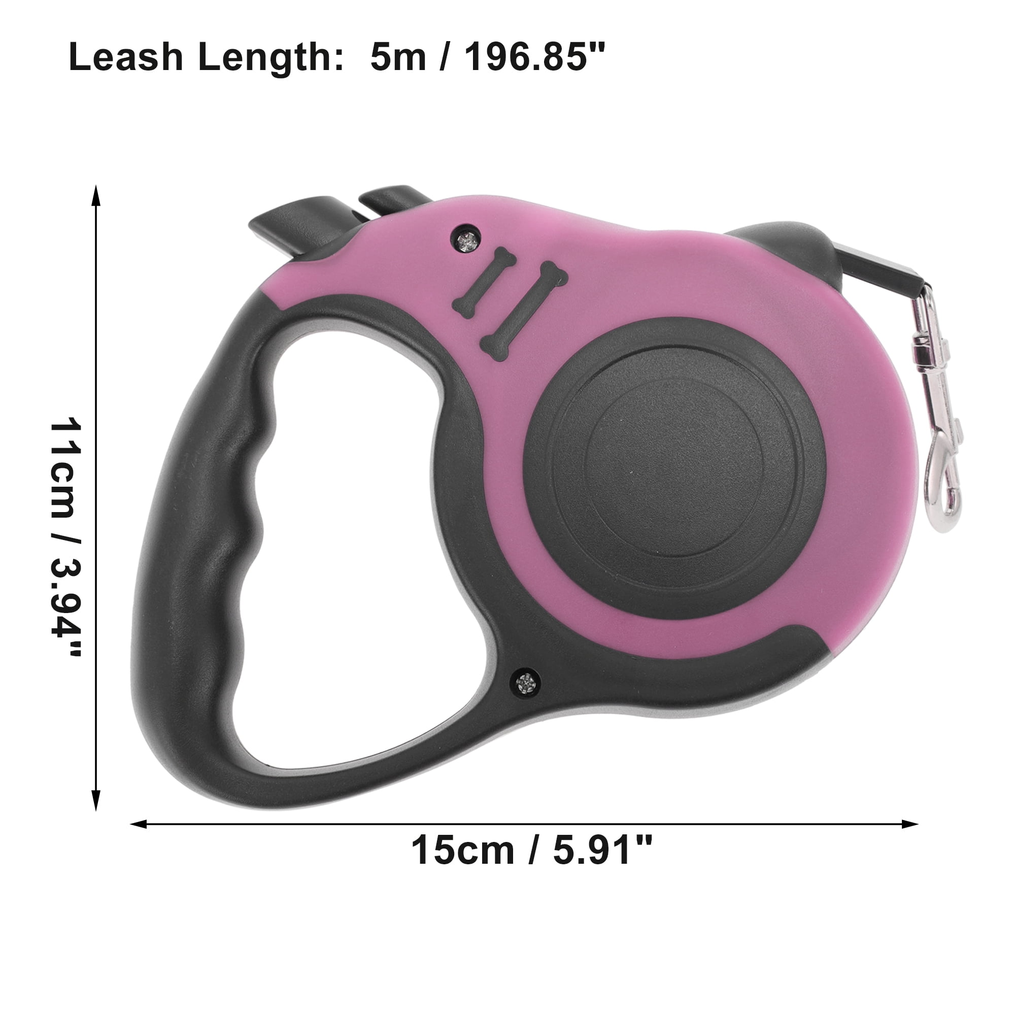 Unique Bargains Retractable Pet Leash Ergonomic Dog Leash with Handle Pink 196.85"