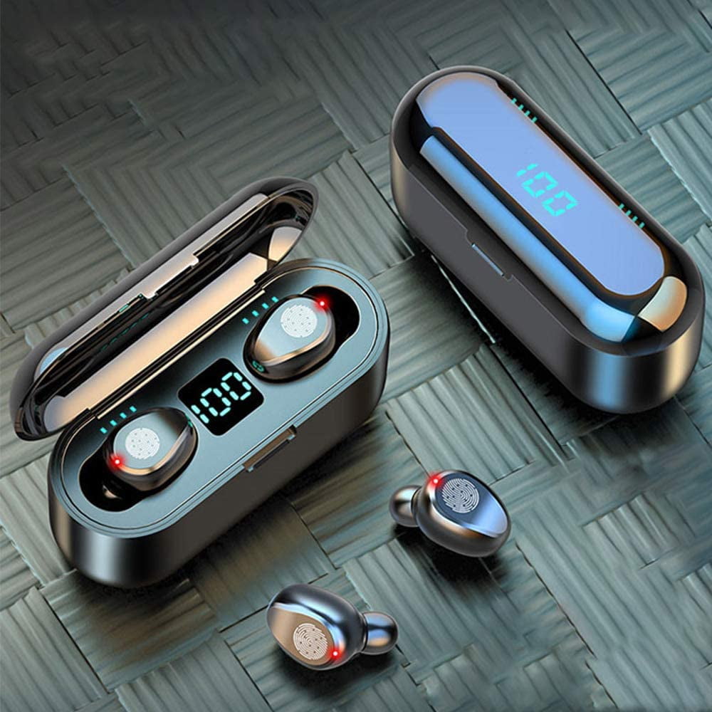 True Wireless Earbuds,Bluetooth 5.0 Headphones with Charging Case LED Battery Display,TWS Stereo Noise Cancelling IPX7 Waterproof in-Ear Built-in Mic Earphones,Deep Bass Headset for Sports