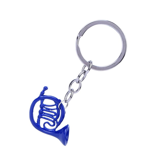 Cuerno Francés, Llavero de Cuerno Con Forma de Llave Azul de Metal Con Caja para decoración de Bolsos