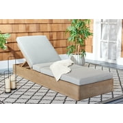 SAFAVIEH Couture Vincent Eucalyptus Wood Outdoor Chaise Lounge, Brown/Light Grey