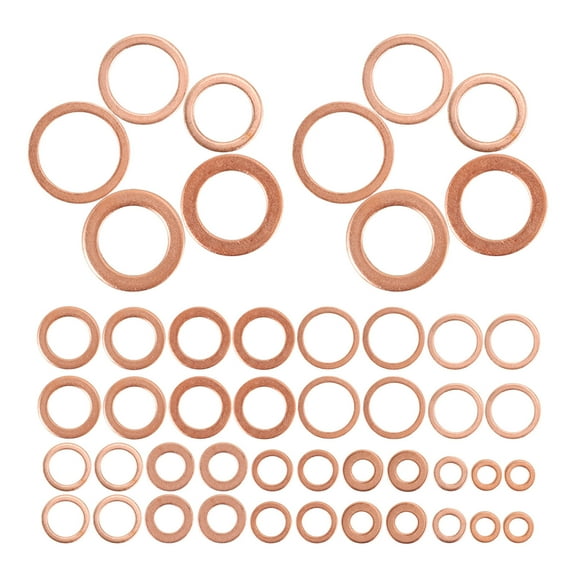 Milisten Copper Crush Washer Assortment 200Pcs For Oil Drain Plug Sealing M5- 13.00X7.00X2.50CM