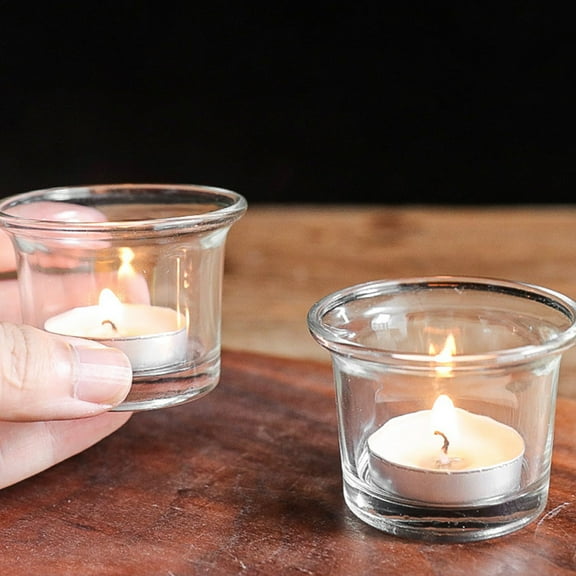 TEHAUX Transparent Glass Candle Holder for Tea Light Candles Adding to Any Occasion or