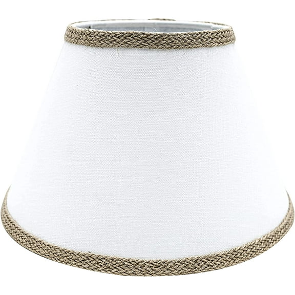 Off White Linen with Braided Burlap Trim 12 Inch Uno Lamp Shade