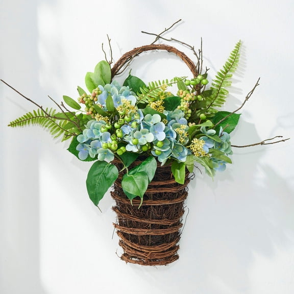 RAZ Imports 23" Premade Blue Hydrangea Spring Wall Basket
